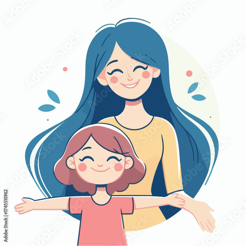 Mommy and her Daughter Happily. Happy Mother Day