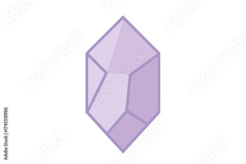Minimalist design of a faceted purple crystal structure isolated on white