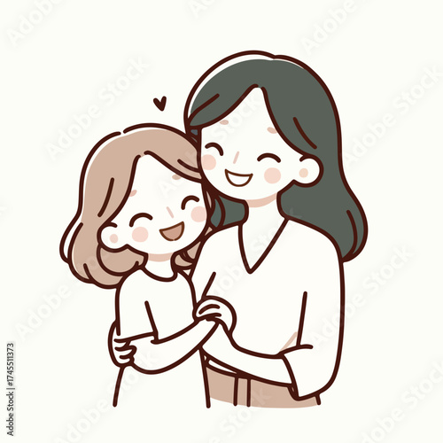 Mother and Daughter Embracing A Heartwarming Illustration