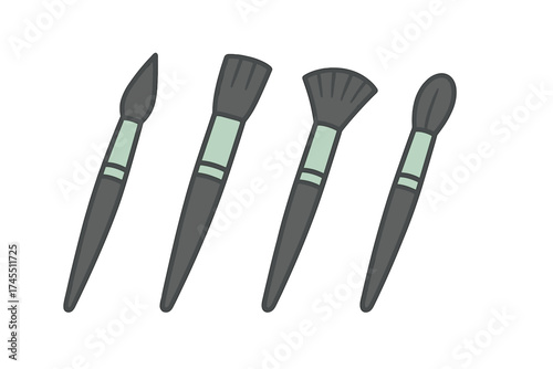 Professional beauty and cosmetic brushes set for facial makeup application