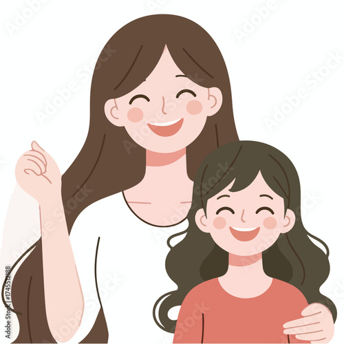 Mommy and her Daughter Happily. Happy Mother Day