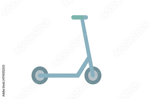 Minimalist blue kick scooter graphic representing urban transportation and recreation