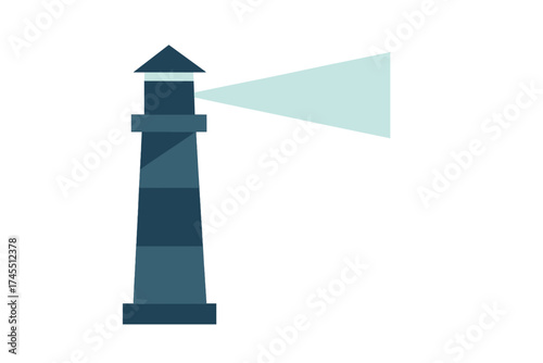 Tall coastal lighthouse structure projecting a powerful light beam for maritime navigation