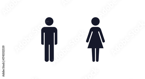 Simple male and female silhouette icons representing gender equality and choice