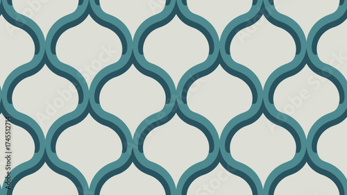 Elegant teal quatrefoil pattern offers a sophisticated backdrop for modern design projects and interior decor concepts.