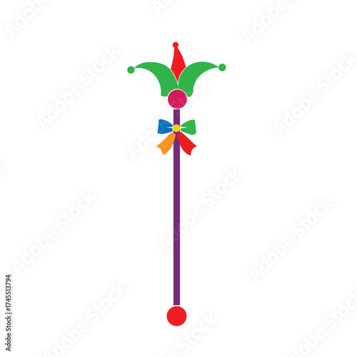 Mardi Gras scepter vector icon on white background