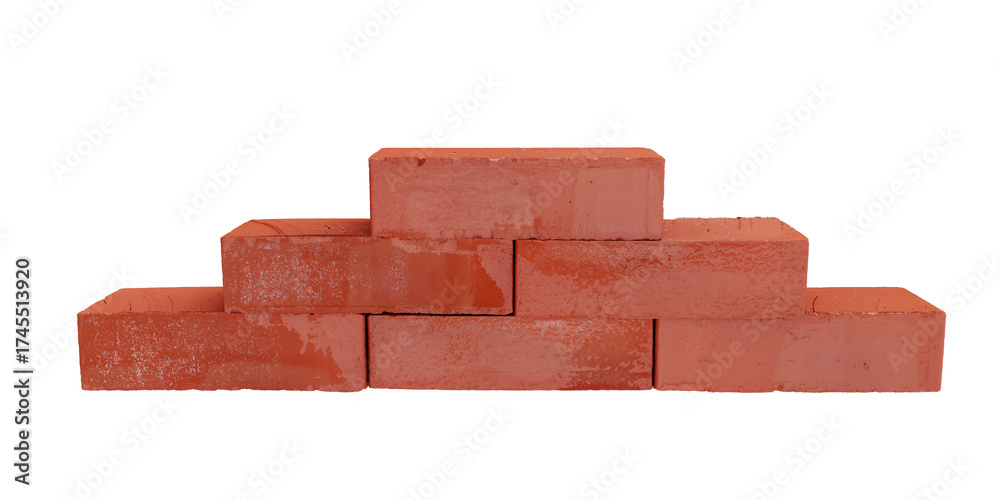 Obraz premium Solid fireproof clay bricks, isolated on a white background. 3D illustration.