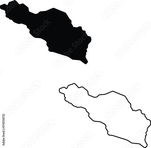 Black silhouette and outline illustrating an unknown elongated geographic region on a clean white background