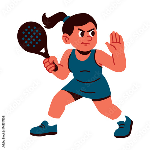 Intense girl with serious expression hitting the ball forcefully during match.