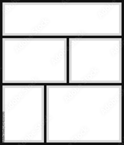 Template photo collage group different pictures album. Empty different photo frame. Set realistic photo card frame mockup vector.
