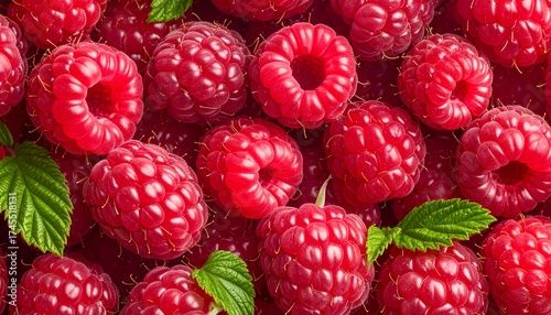 Closeup of fresh raspberries, background