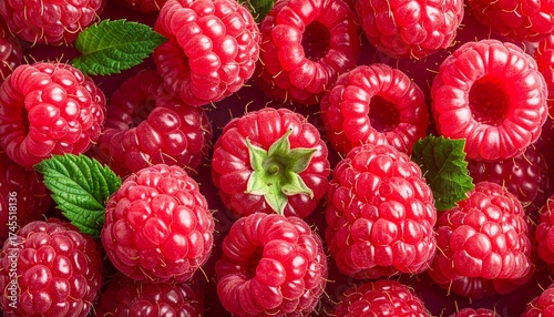 Closeup of fresh raspberries, background