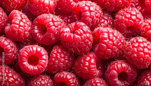 Closeup of fresh raspberries, background