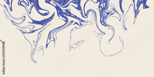 Modern Blue wavy lines abstract background. Trendy psychedelic retro style backdrop. Waves, swirl and twirl pattern. Twisted distorted vector texture. Y2k aesthetic design