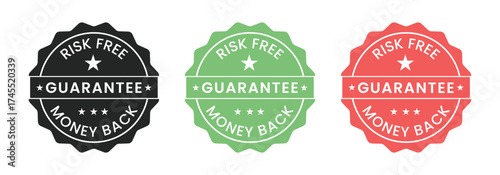  100 percent money back badge designs vector illustrations marketing promotion consumer confidence satisfaction assurance quality purchase risk free refund.