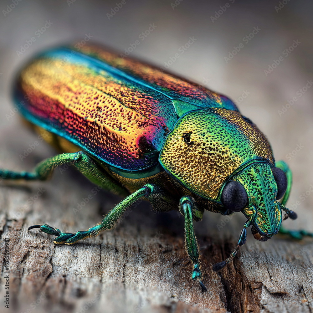 Naklejka premium Rainbow Jewel Beetle - Chrysochroa ocellata_02
