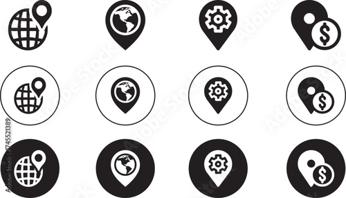 Simple Location Pin Icons Set – Modern GPS Map and Navigation Vector Design
