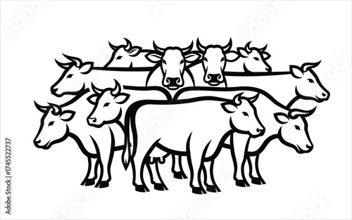 Vectorized Cow for print, sketch, Drawing, Decoration