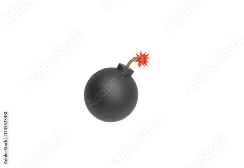 bomb emoji top view without shadow 3d render
