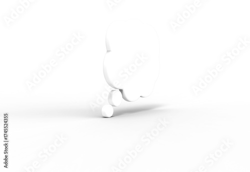 thought balloon emoji angle view with shadow 3d render