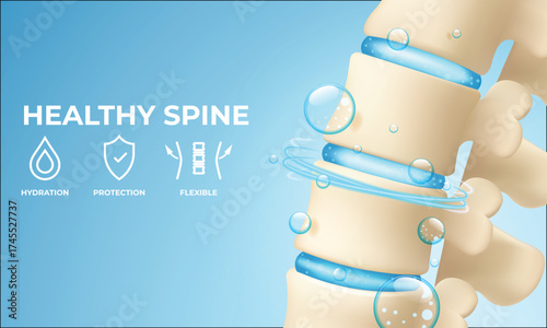 Healthy Spine Hydration Protection Flexible Vector Illustration.
