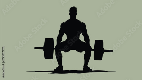 Weightlifter Silhouette Performing Deadlift