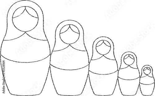 Matryoshka nesting dolls in descending sizes