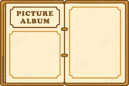 Open picture album with empty pages