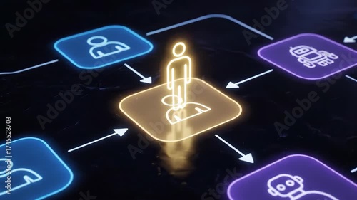 Network Diagram AI Assistant Illustration Human At The Center Concept of Automation Digital Transformation Strategy