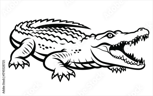 Vectorized Crocodile for print, sketch, Drawing, Decoration