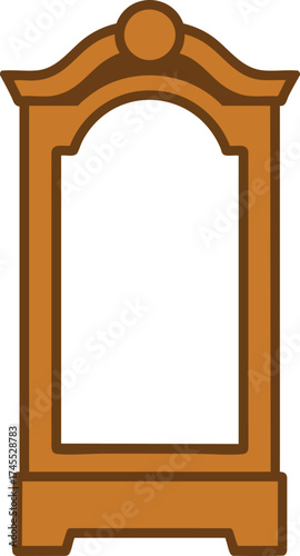 Tall wooden mirror or doorway frame with curved crown