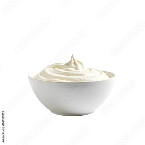 bowl of vanilla ice cream on white