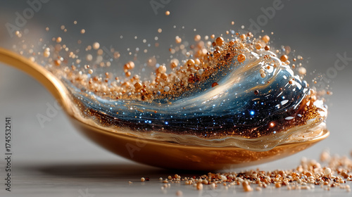 A spoon with a lot of sand on it