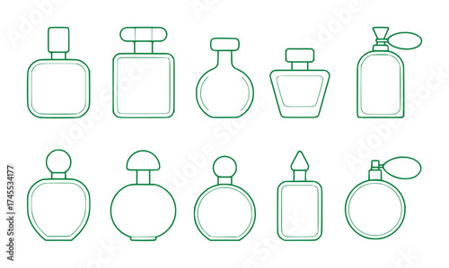 Collection of Diverse Perfume Bottle Outline Icons