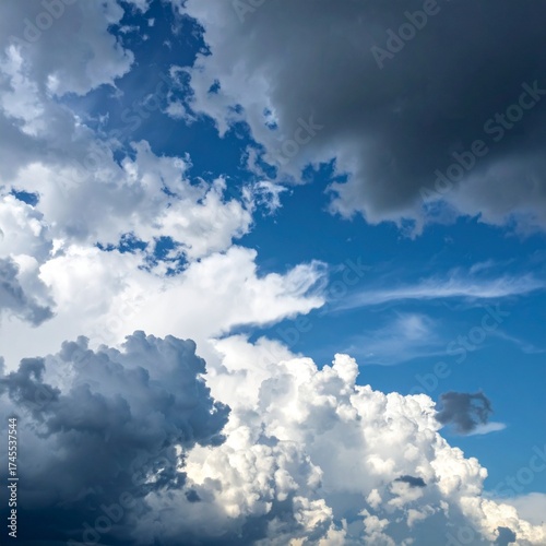 Dark thunderstorm sky with dramatic clouds forming abstract atmospheric background