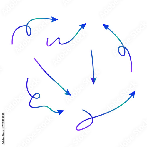 set of arrows to show the focus of the product or ad in green and blue