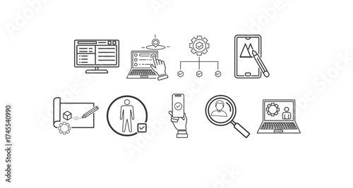 ux design icon with bold lines and white background