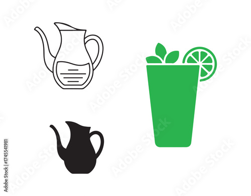 collection of sustainable green leaf icons against a white backdrop