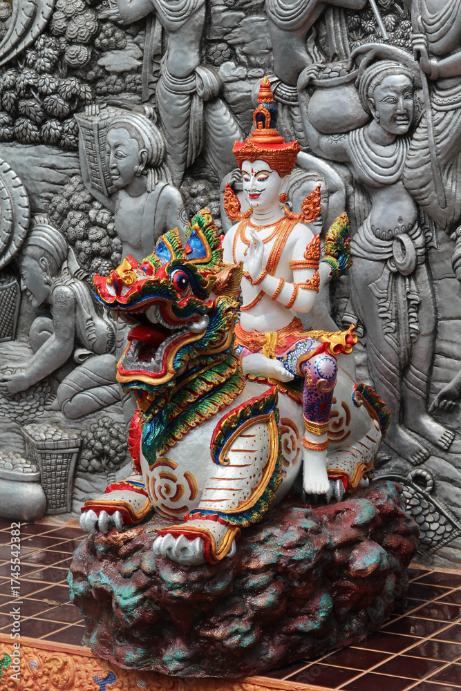Fototapeta premium Deva statue in Wat Sridonmoon, Chiang Mai Province, Northern Thailand.