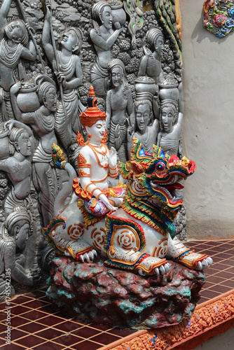 Deva statue in Wat Sridonmoon, Chiang Mai Province, Northern Thailand.