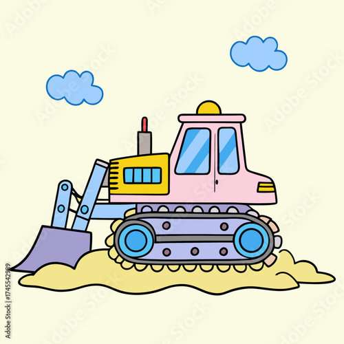 vector illustration of a tractor bulldozer