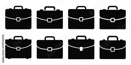 briefcase silhouette business vector icon bundle