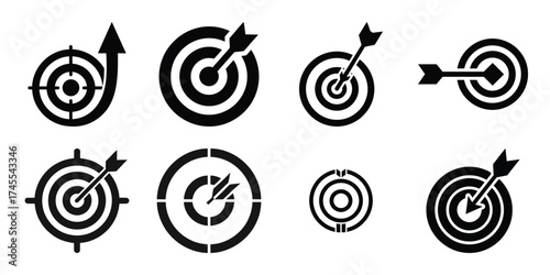 business target silhouette business vector icon bundle