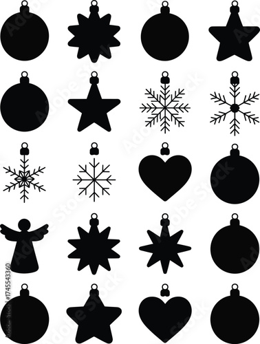 Christmas ornaments vector silhouettes ball