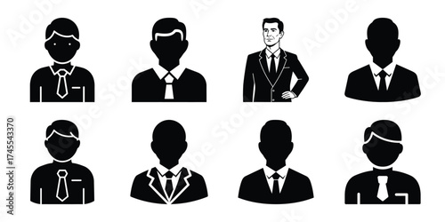 ceo silhouette business vector icon bundle