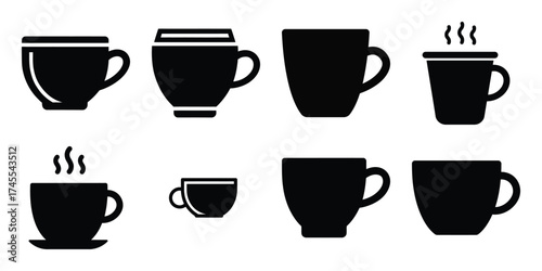 coffee cup silhouette business vector icon bundle