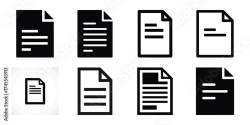document silhouette business vector icon bundle