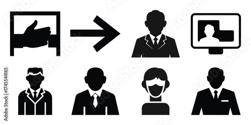 feedback silhouette business vector icon bundle