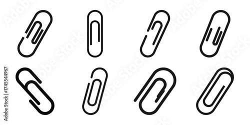 paper clip silhouette business vector icon bundle