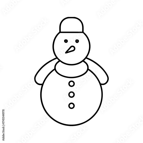 outline vector illustration of a snowman icon vector art
